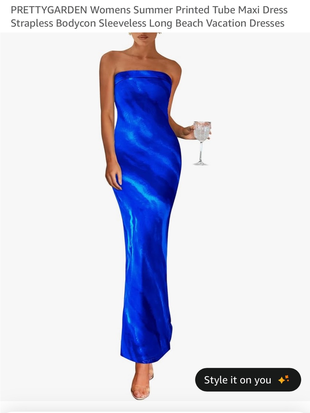 PRETTYGARDEN Womens Summer Printed Tube Maxi Dress